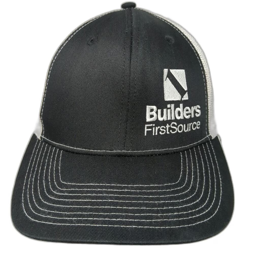 Ivory Headwear Builders FirstSource Trucker Hat Black OSFM Mesh Logo Snapback